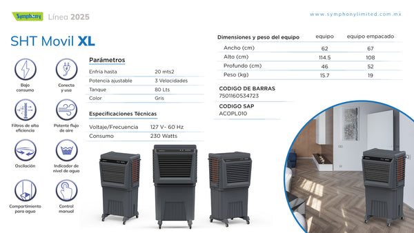 AIRE LAVADO PORTATIL  SYMPHONY MOD. SHTMOVIL XL