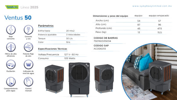 AIRE LAVADO PORTATIL SYMPHONYMOD. VENTUS 50L