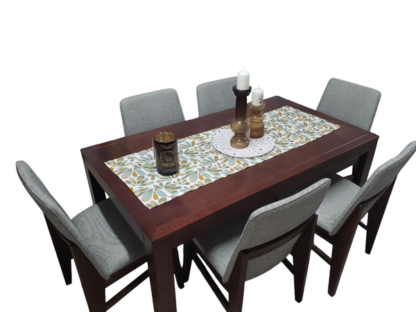 ANTECOMEDOR MUEB. GUADIANA MOD. DANES/6 SILLAS MURANO TABACO TAPIZ GRAFITO