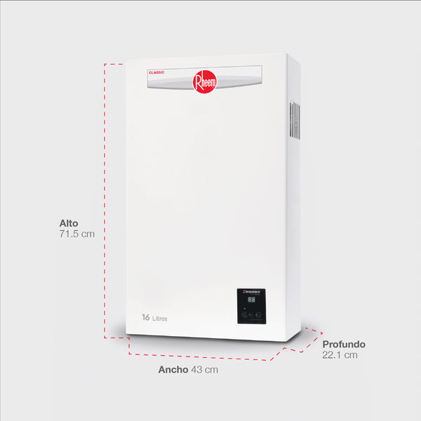Calentador de Agua Instantáneo 16 Litros por Min Gas Natural 3 Servicios