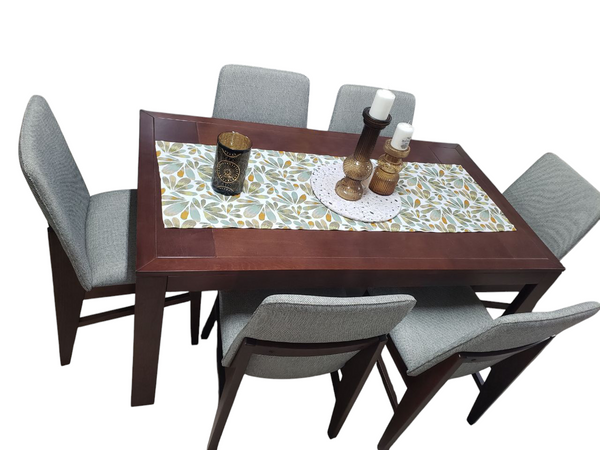 ANTECOMEDOR MUEB. GUADIANA MOD. DANES/6 SILLAS MURANO TABACO TAPIZ GRAFITO