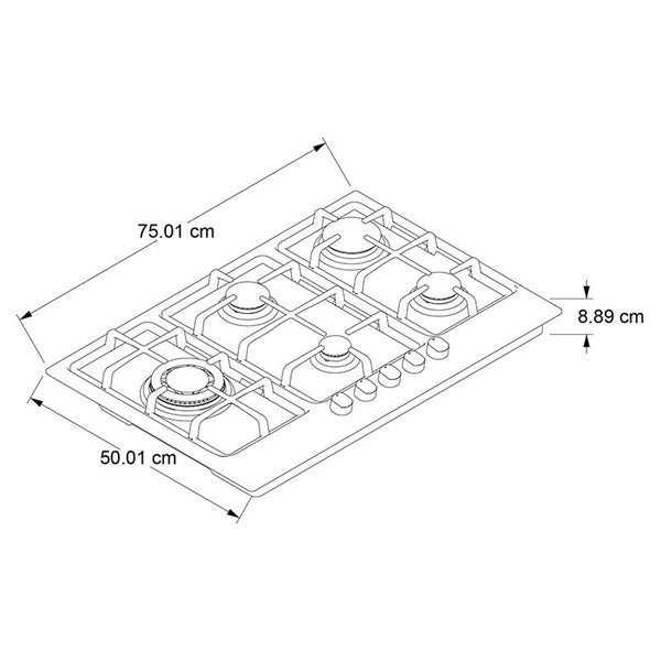 Parrilla Whirlpool de Gas con 5 quemadores de 30 IN Acero inoxidable Gris